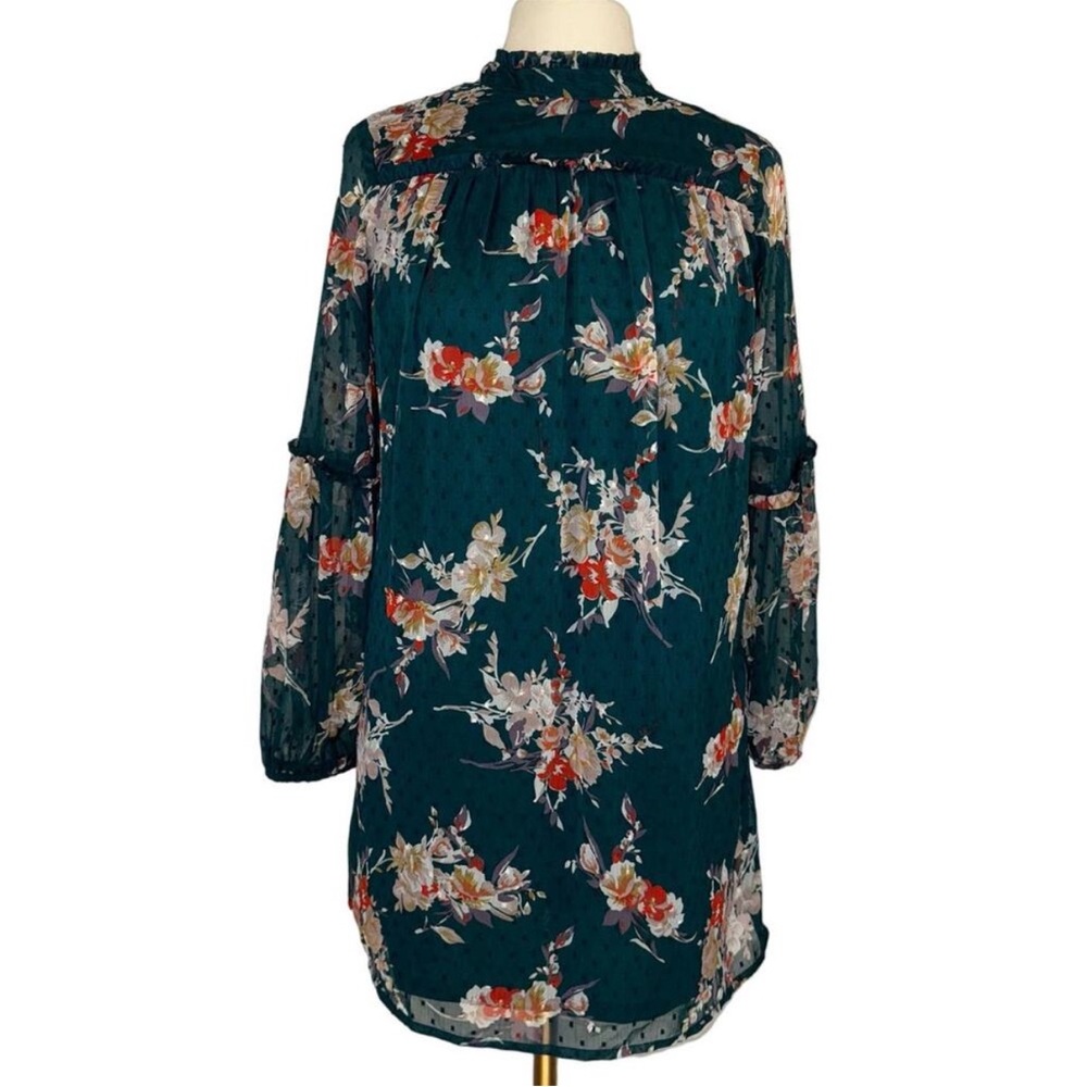 Japna Teal Floral Ruffle Mini Dress